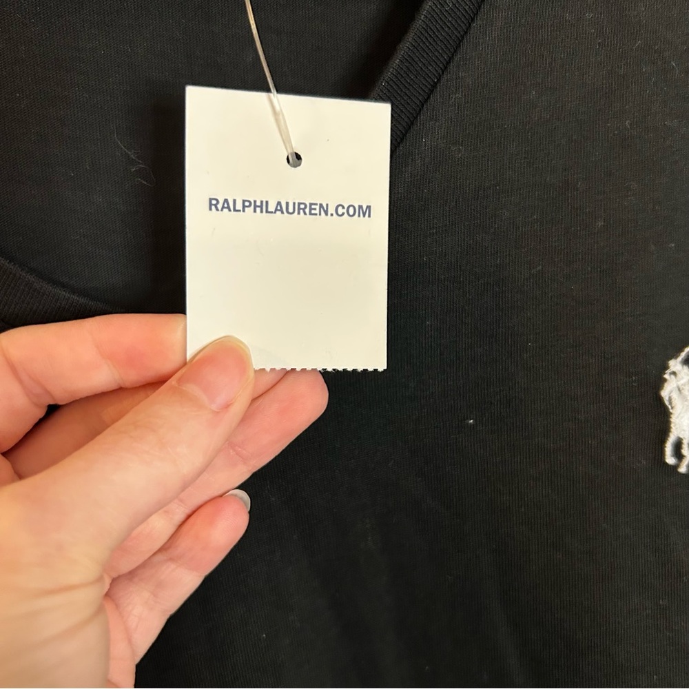 NWT Vintage 90s/Y2K Ralph Lauren Sport Black V-Neck Tee XL - Picture 5 of 10